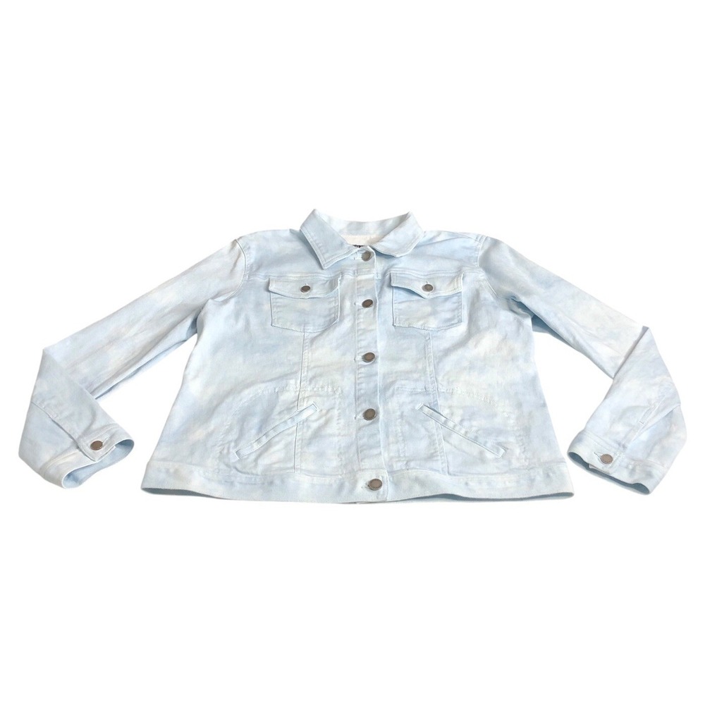 Vintage Y2K Chaps Denim Jacket‎ Womens XL Blue Acid Wash Stretch Western Preppy